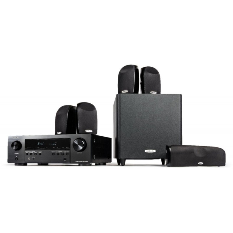 Polk Audio - Blackstone TL1600 and Denon AVR-S540BT Home Theater Package 5.1-Ch. Home Theater Speaker System - Black