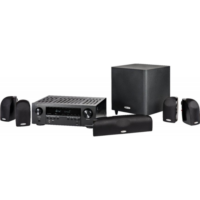 Polk Audio - Blackstone TL1600 and Denon AVR-S540BT Home Theater Package 5.1-Ch. Home Theater Speaker System - Black