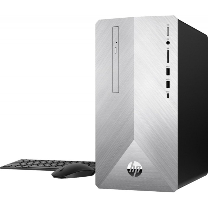 HP - Pavilion Desktop - Intel Core i7 - 16GB Memory - 1TB Hard Drive + 128GB Solid State Drive - Natural Silver/Brushed Hairline Pattern