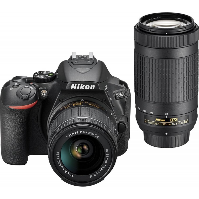 Nikon - D5600 DSLR Camera with 18-55mm and 70-300m...