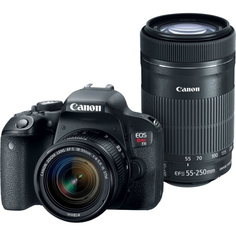 Canon - EOS Rebel T7i DSLR Camera with 18-55mm and 55-250mm Lenses - Black