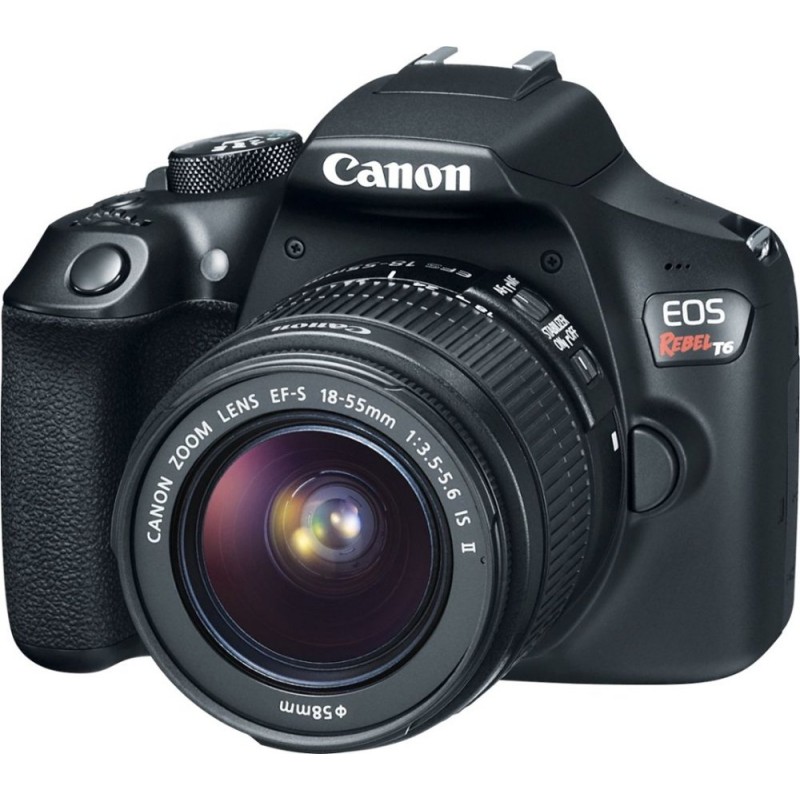 Canon - EOS Rebel T6 DSLR Camera with EF-S 18-55mm IS II and EF 75-300mm III lens - Black