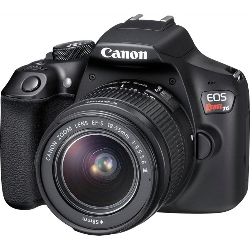 Canon - EOS Rebel T6 DSLR Camera with EF-S 18-55mm f/3.5-5.6 IS II Lens - Black